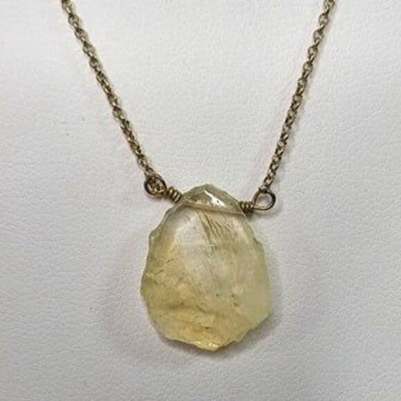 Luna Norte Gold Tone Chain w/ Clear Cut Pendant Necklace 18"L - Picture 4 of 6